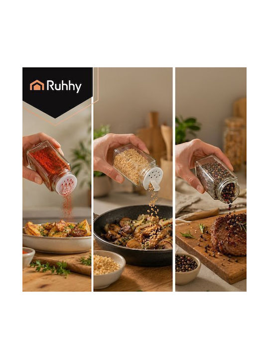 Ruhhy Spice Jars Glass 24 Pieces