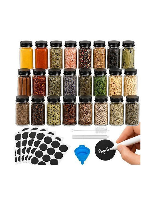 Ruhhy Spice Jars Glass 24 Pieces