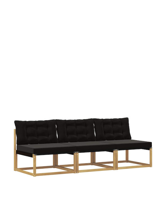 Three-Seater Outdoor Wooden Sofa With Cushions