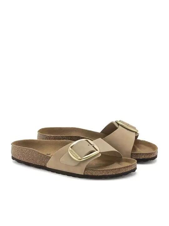 Birkenstock Madrid Big Buckle Δερμάτινα Σανδάλια Μπεζ