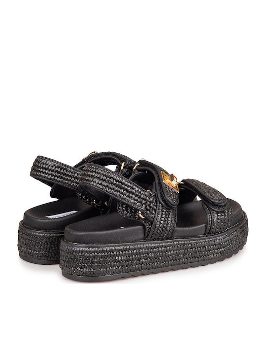 Bigmona Γυναικεία Σανδάλια Flatforms Μαύρα