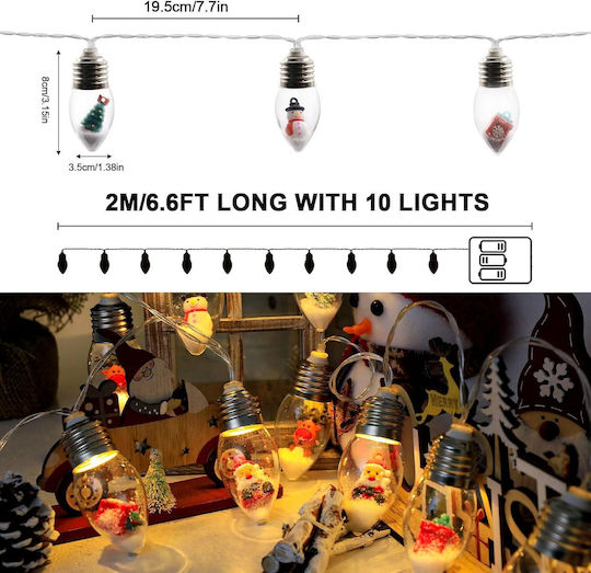Лампички LED 2м Топло Бели На Батерия В Лента 2 Броя