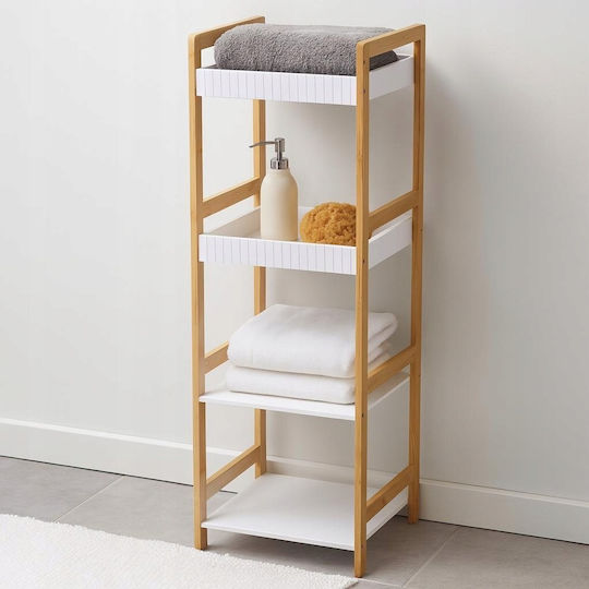 MRShome Επιδαπέδια Ραφιέρα Μπάνιου Bamboo 36x33x110cm Λευκή