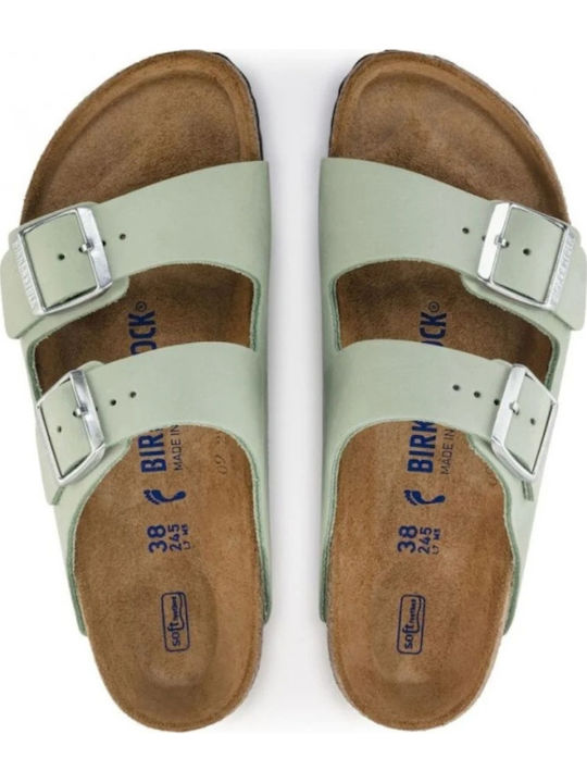 Arizona Big Buckle Δερμάτινα Γυναικεία Σανδάλια Πράσινα Narrow Fit