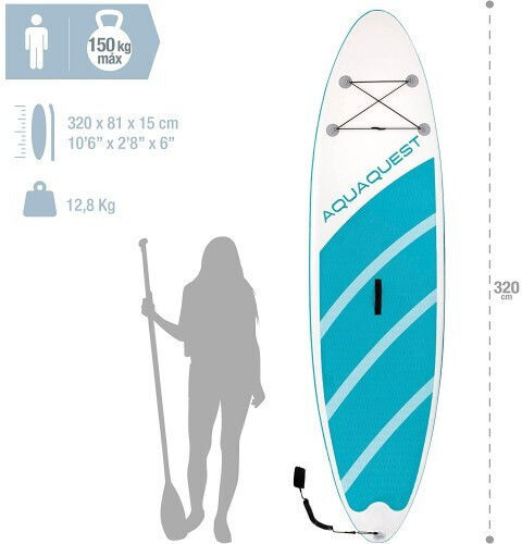 Intex AquaQuest Inflatable SUP Board with Length 3.2m Blue