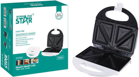 Sandwich-Maker für 2 Toasts 750W Weiße
