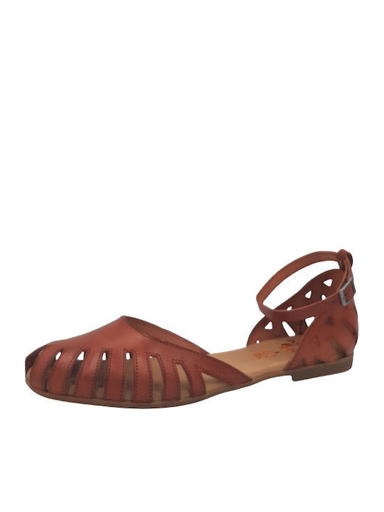 Sandale Casual Damă Flats Fi2902 Tabac Maro De Piele Porronet