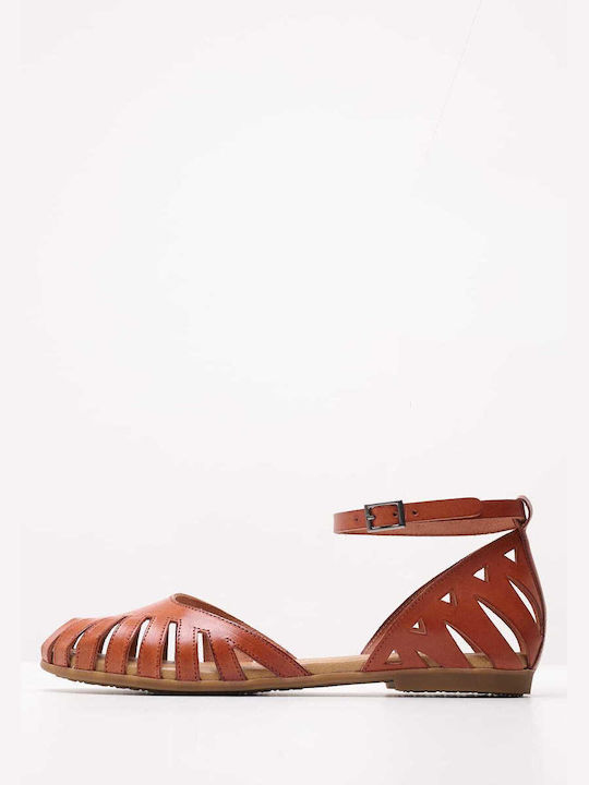 Sandale Casual Damă Flats Fi2902 Tabac Maro De Piele Porronet