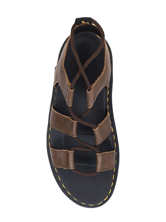 Illusion Leder Flache Sandalen für Damen Flatforms in Braun Farbe