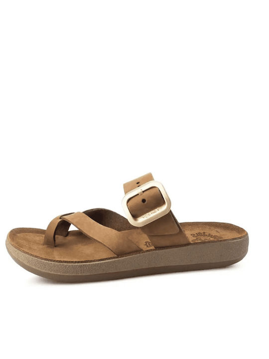Fantasy Constantia Leather Women's Flat Sandals Cappucino