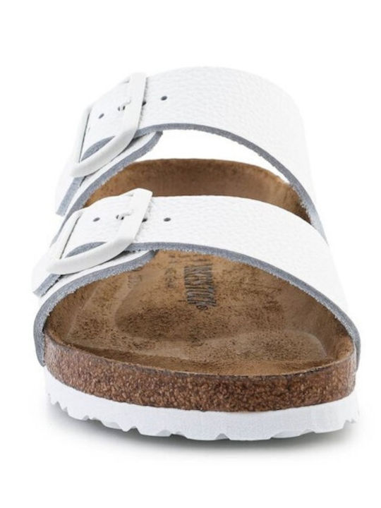 Arizona Leather Women's Flat Sandals in White Color Narrow Fit