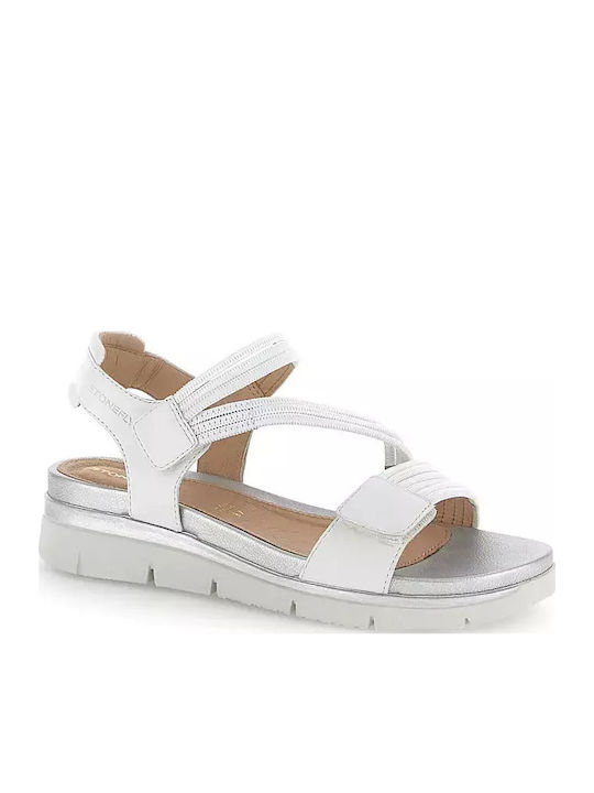 Leather Women's Flat Sandals White