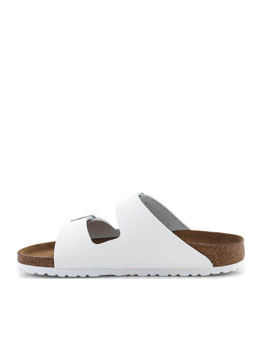 Arizona Leather Women's Flat Sandals in White Color Narrow Fit