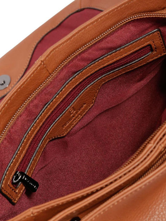 Geantă Dama Din Piele Cu Barete Încrucișate De Umar Tabac Maro