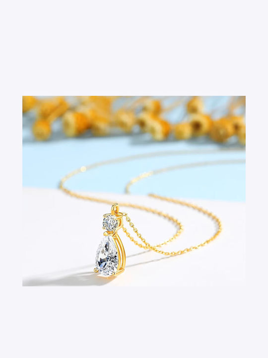 By Queen Luxury Jewelry Χρυσό Κολιέ 14κ Pear Cut Μοϊσανίτη By Queen Luxury Jewelry Χρυσό Κολιέ 14κ Pear Cut Μοϊσανίτη
