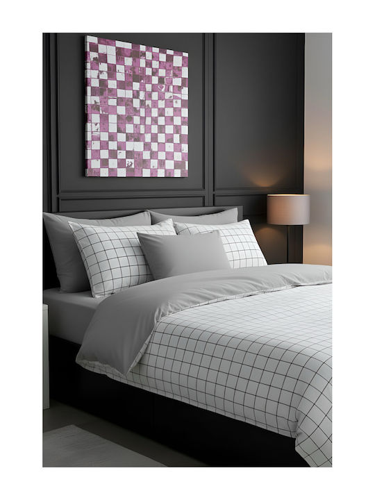 SteweHome Cotton Duvet Cover Set 220x240cm Double With 2 Pillowcases White