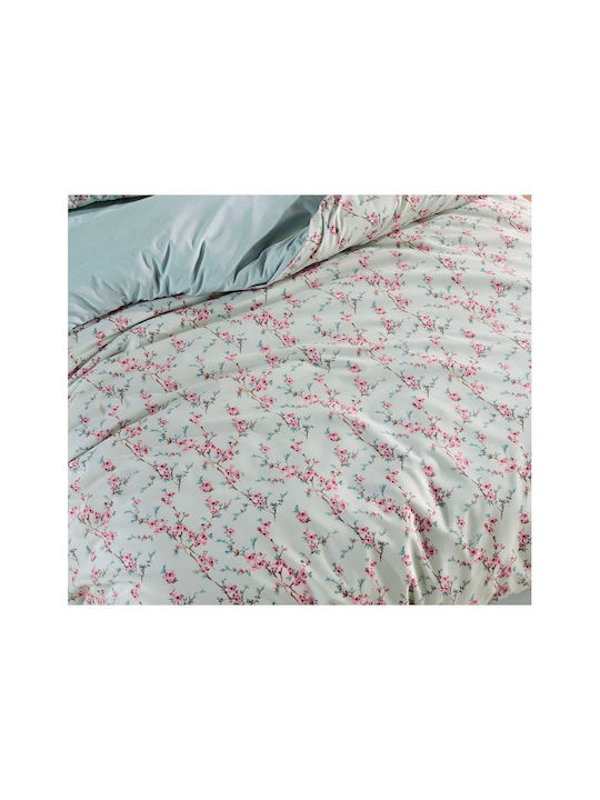 SteweHome Cotton Duvet Cover Set 200x220cm Double With 2 Pillowcases Green