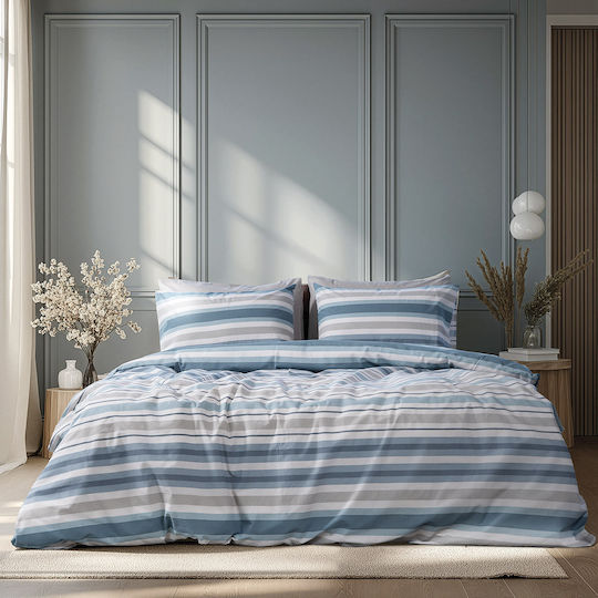 Beauty Home Σετ Παπλωματοθήκη Βαμβακερή 170x250cm Μονή με Μαξιλαροθήκη 12561 Γκρι