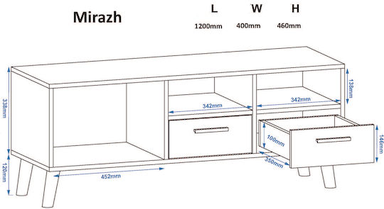 Mirax Επιδαπέδιο Λευκό 120x40x49εκ.