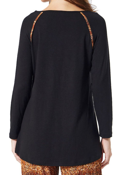 Damen Langärmeliges Pullover Schwarz