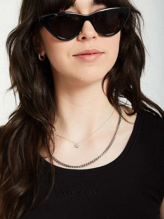 Stone Women's Crop Top Cotton Sleeveless Black Black