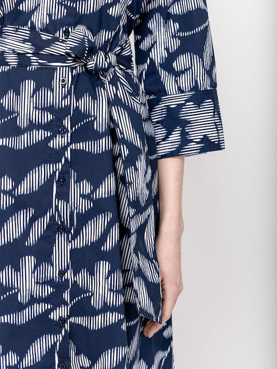 Summer Midi Shirt Dress Blue