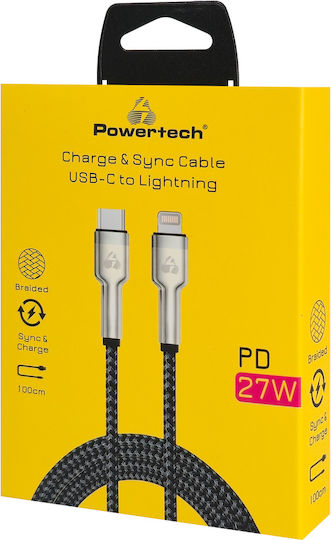 Powertech USB-C to Lightning Cable 27W Black 1m PTR-0200