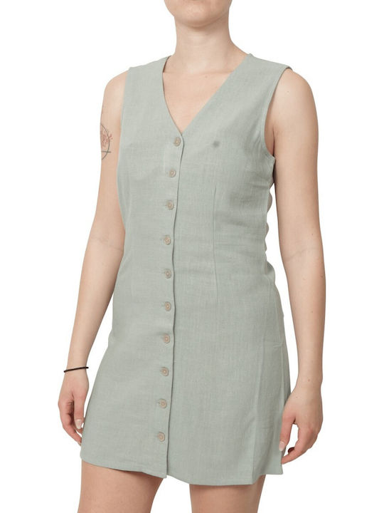 Siesta Summer Mini Dress Open Back Green