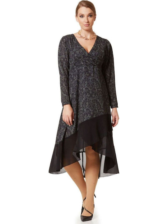 Mini Evening Dress Wrap with Ruffles Black