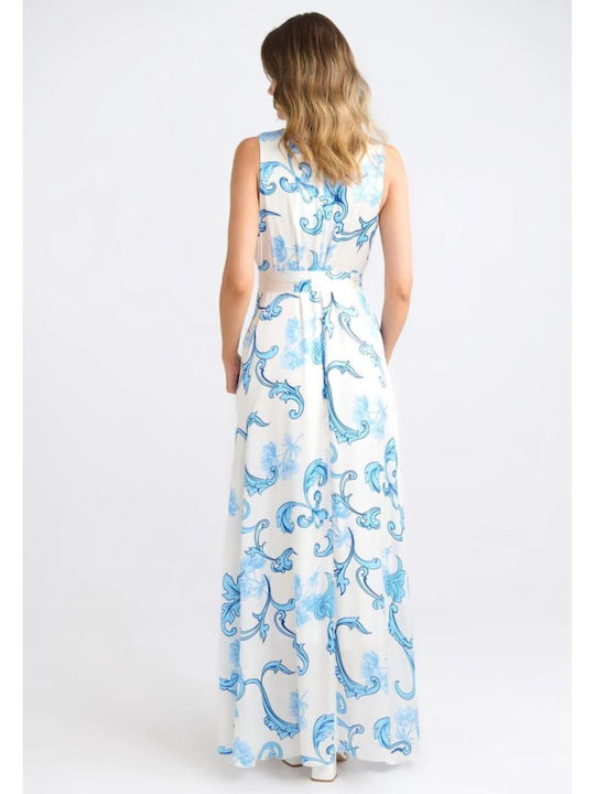 Summer Maxi Dress Satin Wrap Light Blue