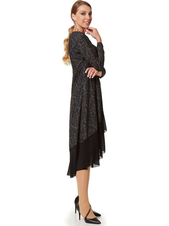 Mini Evening Dress Wrap with Ruffles Black