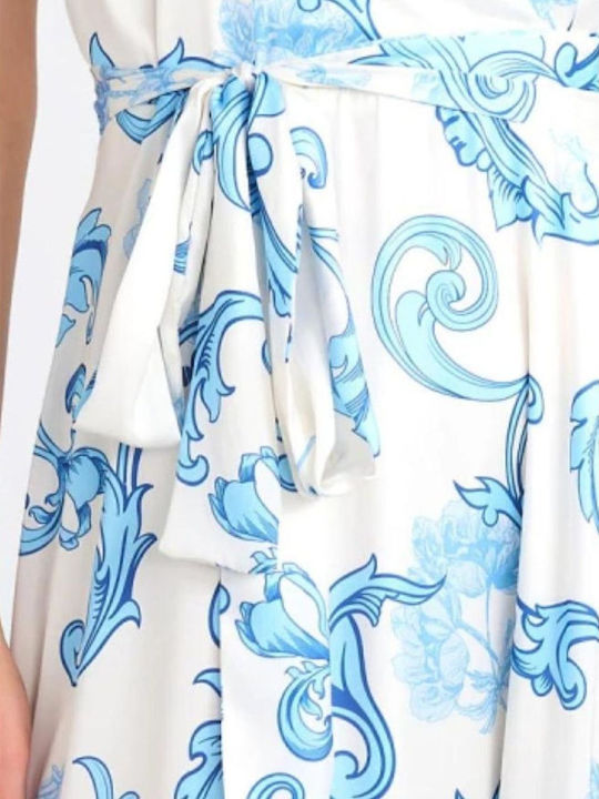 Summer Maxi Dress Satin Wrap Light Blue