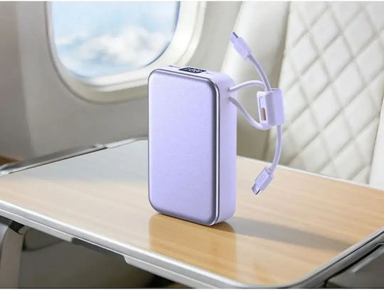 Verk Group 06394 Power Bank 20000mAh 22.5W με Θύρα USB-A και Θύρα USB-C Quick Charge 3.0 Μωβ