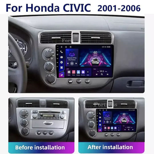 Sistem Audio Auto pentru Honda Civic 2001-2006 (Bluetooth/USB/WiFi/GPS/Apple CarPlay/Android Auto) cu Ecran Tactil 9"