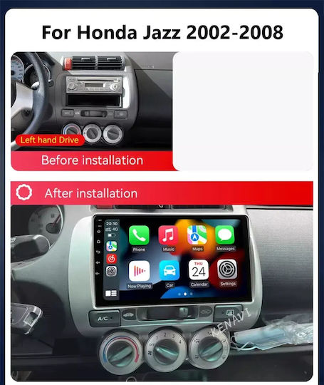 Автомобилна аудио система за Honda Jazz 2002-2008 с A/C (Bluetooth/USB/WiFi/GPS/Apple CarPlay/Android Auto) с тъчскрийн 9"