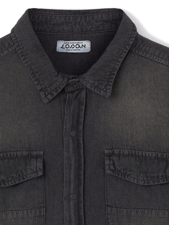 Langärmeliges Denim-Hemd Anthrazit