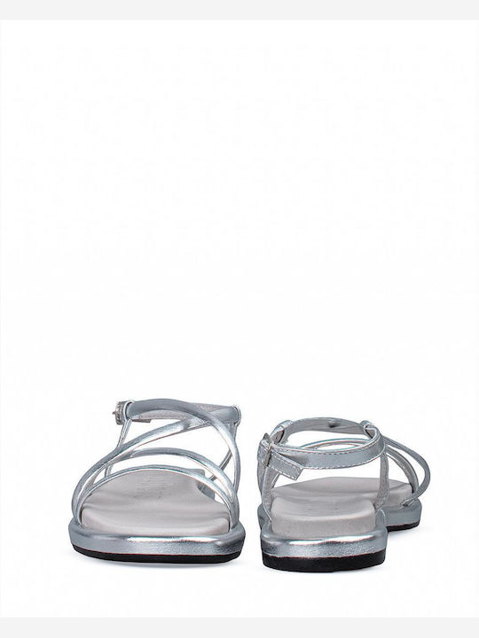 Damen Flache Sandalen Silber