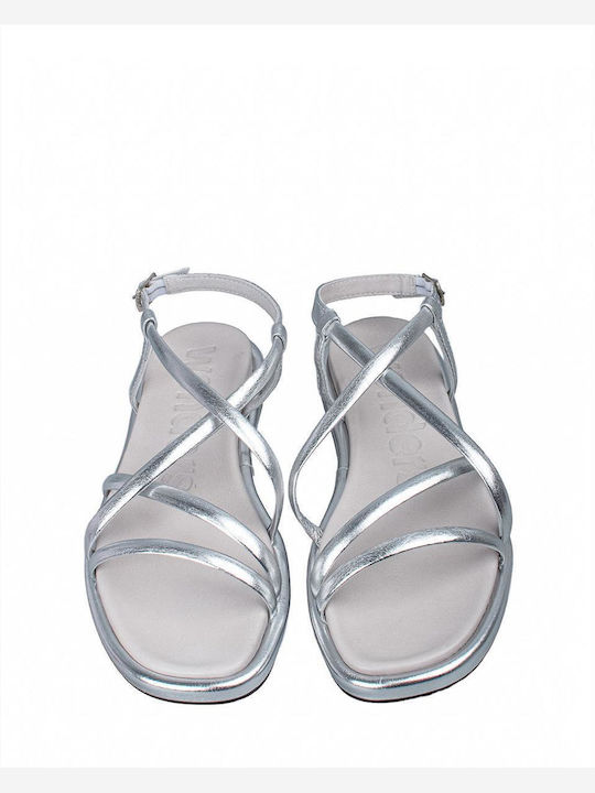 Damen Flache Sandalen Silber