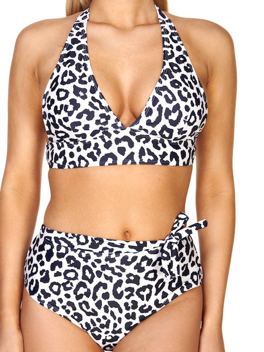 Set Bikini Ψηλόμεσο Animal Print Καφέ