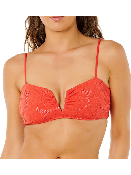Strapless Bikini Top με Ενίσχυση Floral Κόκκινο