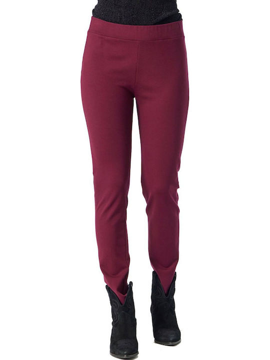 Damen Stoffhose mit Gummiband Bordeaux