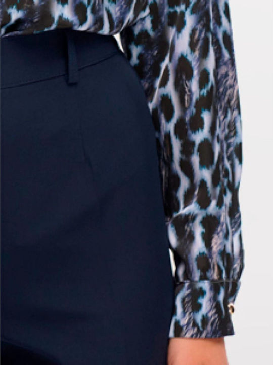 Long Sleeve Women's Satin Shirt Blue