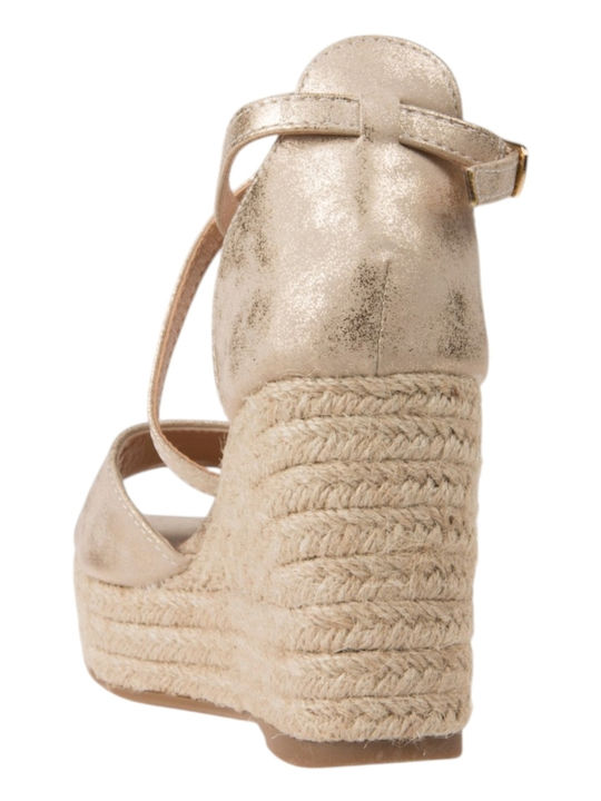 Sommer Damenplattformen Im Stil Goldene Espadrilles