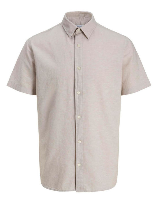 Short Sleeve Linen Shirt Beige