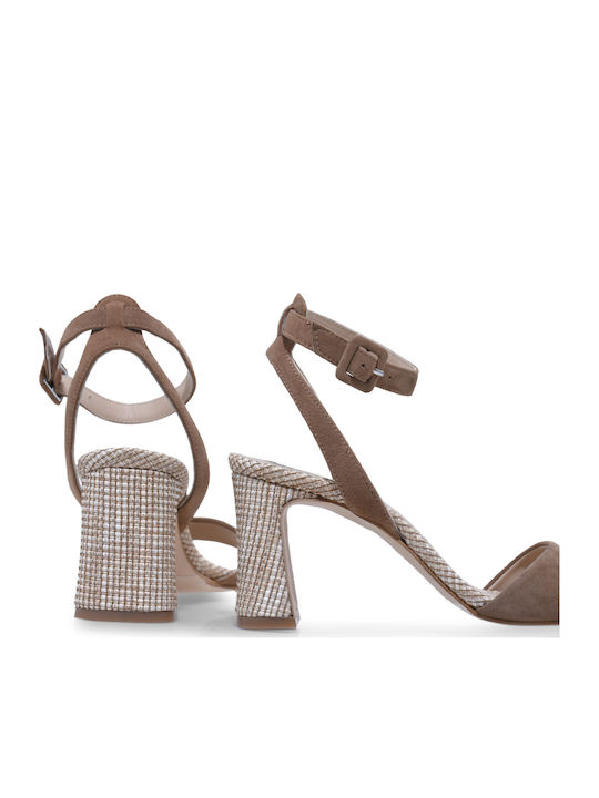 Suede Damen Sandalen Tabac Braun