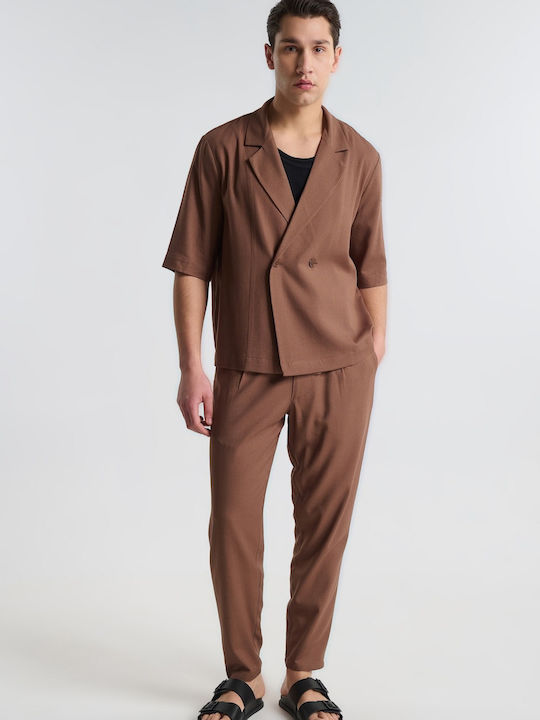 Pantaloni Set în Linie Tapered Maro