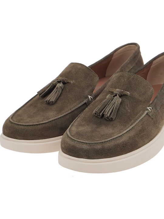 Suede Men's Loafers in Green Colour