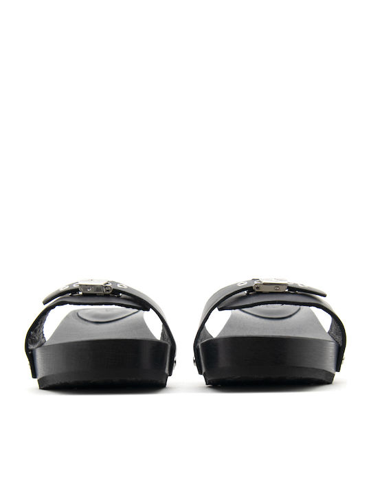 Scholl Pescura Δερμάτινα Mules Μαύρα