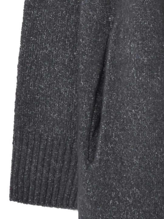 Long Women's Knitted Cardigan Dark Grey