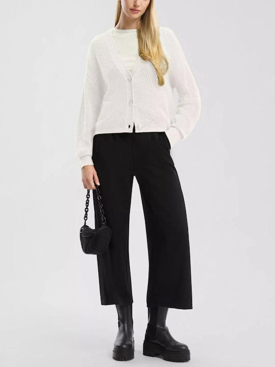 Short Women's Knitted Cardigan Cream